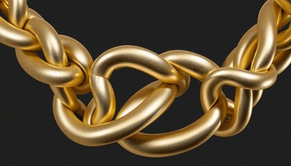 Massive golden braided chain on a dark background