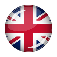 Obraz premium Flag of Great Britain in the form of a round shaped icon. Abstract concept. The national flag is convex in shape. Vector illustration