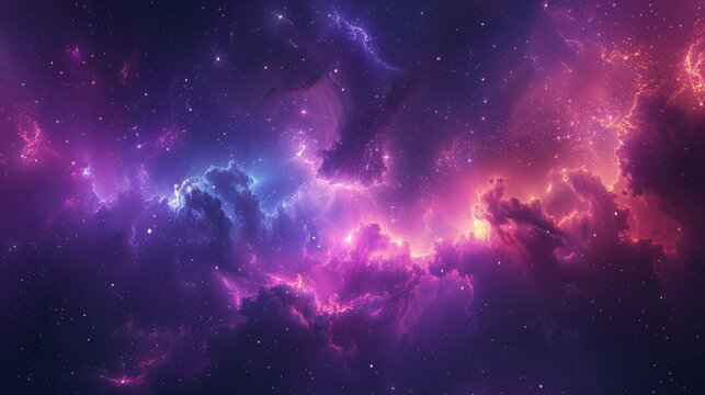 Fototapeta This stunning image shows a swirling purple nebula set against a backdrop of countless stars, representing the beauty and mystery of the universe