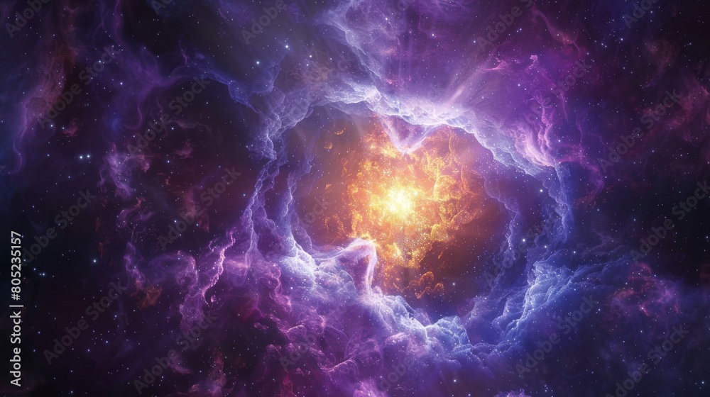 Aufkleber Vibrant cosmic clouds and a bright star cluster formation create a captivating image, resonating with themes of creation and energy