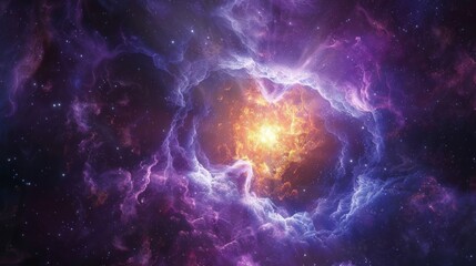 Obraz premium Vibrant cosmic clouds and a bright star cluster formation create a captivating image, resonating with themes of creation and energy