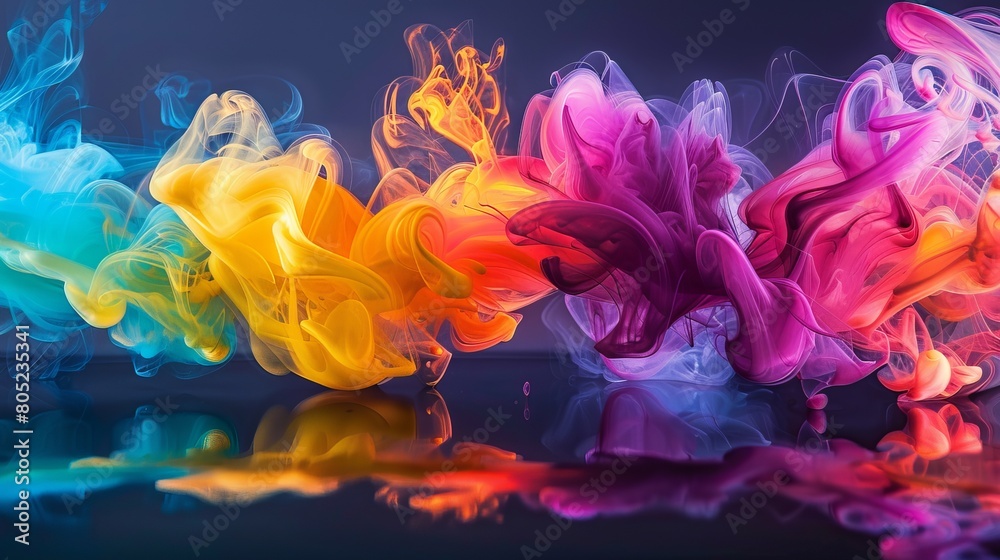 Aufkleber stunning fluid art image captures bursts of bright colors creating a playful and lively abstract pat