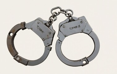 Steel handcuffs on white background,,AND ALSO CUT OUT 