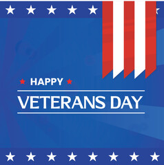 Veterans Day poster with American flag and stars for tribute