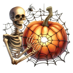 Halloween pumpkin Skeleton PNG