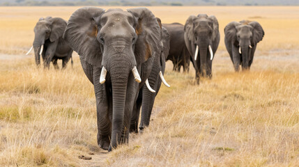regal elephant walking with its herd