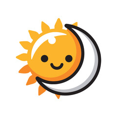 Sun and moon icon. Day and night. graphic illustration of sun and moon icon.