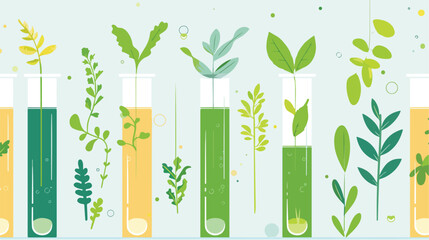 Test tubes with plants on light background closeup vector