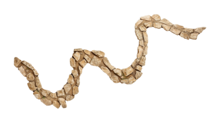 Winding stone pathway isolated on transparent background.