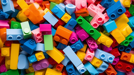 Colorful Plastic Building Blocks Background