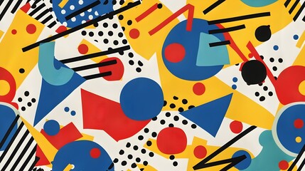 The Vibrant Geometric Abstraction of Shapes and Colors in a Playful Dynamic Composition