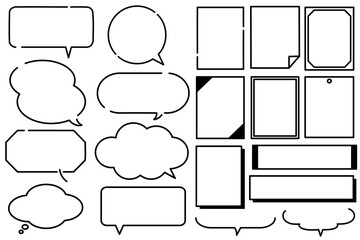 Obraz premium 線画のシンプルで目立つ吹き出しとフレームのセット