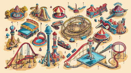 Theme park design over beige background vector illustration