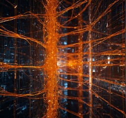 Glowing orange network world abstract design