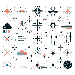 set star icons. Twinkling stars, sparks. vector abstract stars.