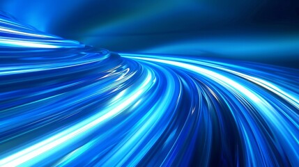 Abstract light streaks that shimmer and move quickly in a blue hue. everyday glowing effect that is light. semicircular wave, optical fiber incandescent, light trail curve swirl