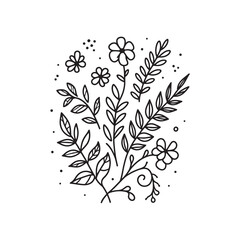 set of linear icons of flowers and plants, vector illustration.