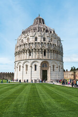 Tower of Pisa. The most famous monument of Italy. Square of Miracles in Pisa.