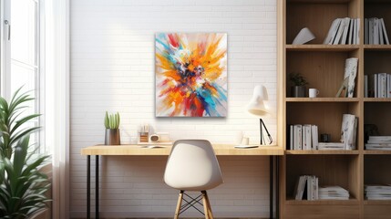 office blurred small frame canvas interior