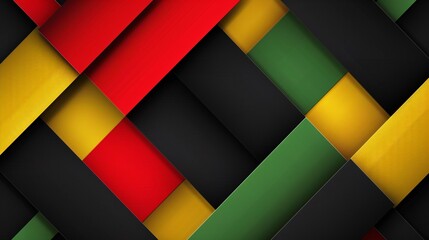 Abstract background with black, red, green and yellow stripes. Black History Month.