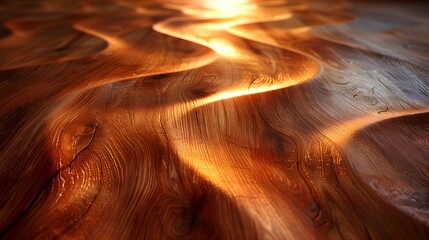 Warm Sunlight on Intricate Wooden Grain Patterns, Close-up Natural Wood Texture Detail for Calm Backgrounds or Creative Projects, Ideal for Home Decor and Artistic Expressions