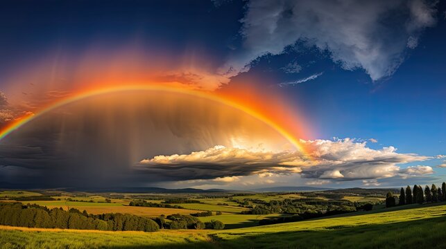 clouds sun and rainbow