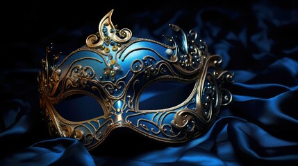 intricate blue masquerade mask