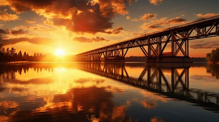 Fototapeta premium bridge railroad sun