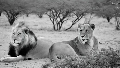 lion and lioness in serengeti lion and lioness lion, animal, cat, mane, wildlife, king, wild,...