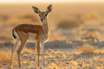 Wildlife in a sparse desert landscape, capturing the essence of survival and adaptation in a harsh natural environment