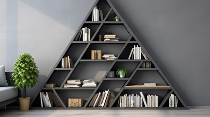 bookshelf grey triangle