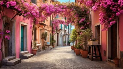 Obraz premium village italy pink In the second photograph we see