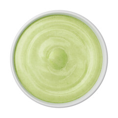 3D Ceramic Jar with Green Mayonnaise on Transparent Background