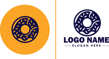 donut icon Doughnut Ring-shaped pastry Fried dough pastry flat logo sign symbol editable vector