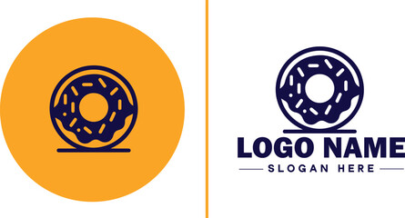Fototapeta premium donut icon Doughnut Ring-shaped pastry Fried dough pastry flat logo sign symbol editable vector