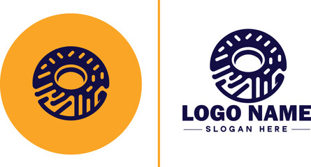 donut icon Doughnut Ring-shaped pastry Fried dough pastry flat logo sign symbol editable vector