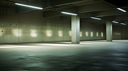 morning blurred parking garage interior