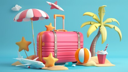 Fototapeta premium 3d icon for traveling and vacation
