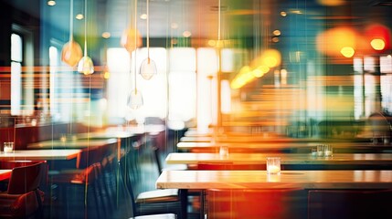 trendy blurred restaurant interiors