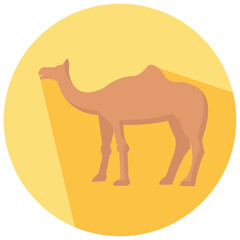 camel round flat vector icon
