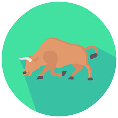 bull round flat vector icon