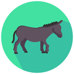 donkey round flat vector icon