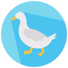 duck round flat vector icon