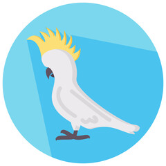 cockatoo round flat vector icon