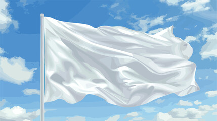 Waving white flag against blue sky style vector