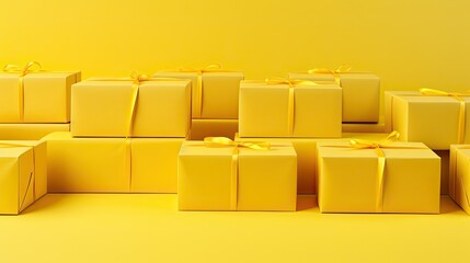 Fototapeta premium diagonal package yellow background