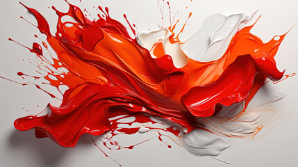 Red and Dark Maroon Color Liquid Paint Knolling Strokes On The White Background