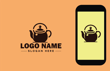 teapot icon Tea kettle Tea urn flat logo sign symbol editable vector