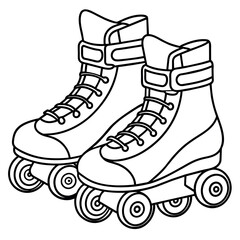rollerblades outline illustration digital coloring book page line art drawing