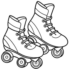 rollerblades outline illustration digital coloring book page line art drawing